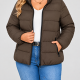 Chaqueta Acolchada para Mujer con Bolsillos con Cremallera y Cuello Alto