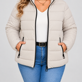 Chaqueta Acolchada para Mujer con Bolsillos con Cremallera y Cuello Alto