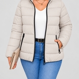 Chaqueta Acolchada para Mujer con Bolsillos con Cremallera y Cuello Alto