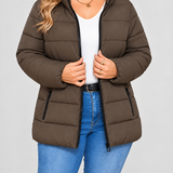 Chaqueta Acolchada para Mujer con Bolsillos con Cremallera y Cuello Alto