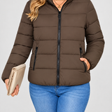 Chaqueta Acolchada para Mujer con Bolsillos con Cremallera y Cuello Alto