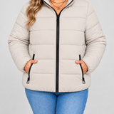 Chaqueta Acolchada para Mujer con Bolsillos con Cremallera y Cuello Alto