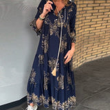 Rose™ – Vestido midi vintage largo con escote en V