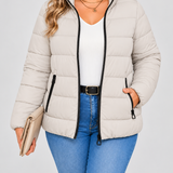 Chaqueta Acolchada para Mujer con Bolsillos con Cremallera y Cuello Alto