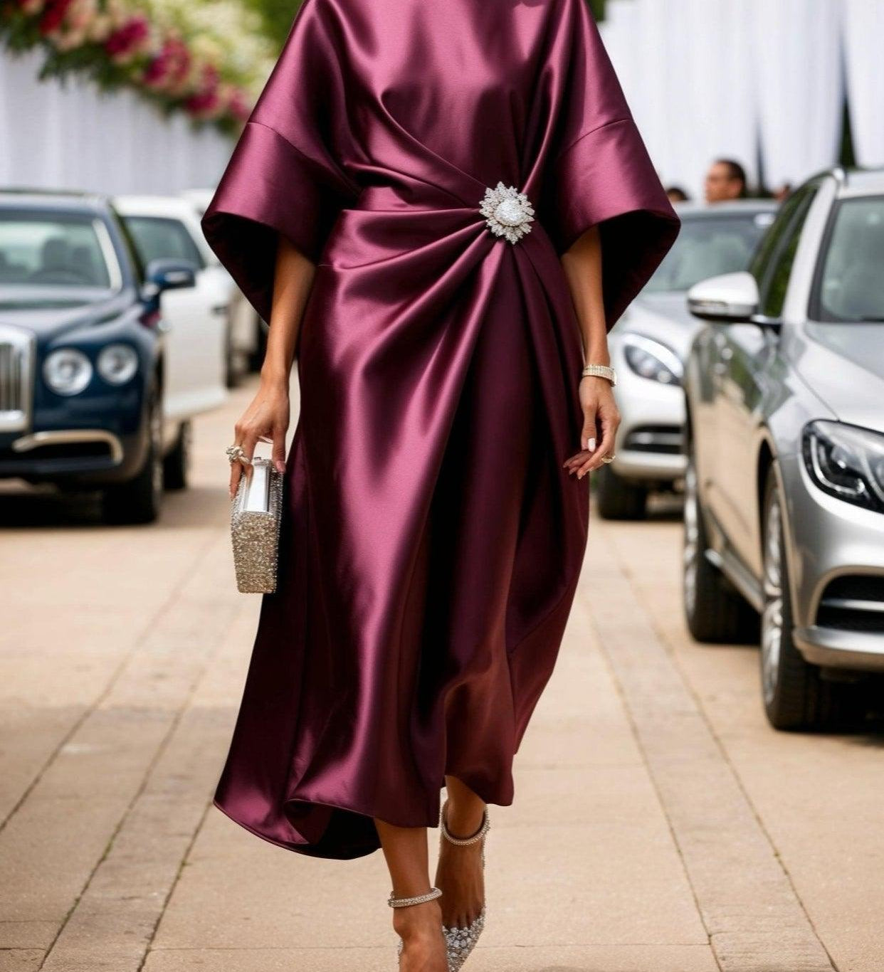 Vestido maxi elegante con brillo