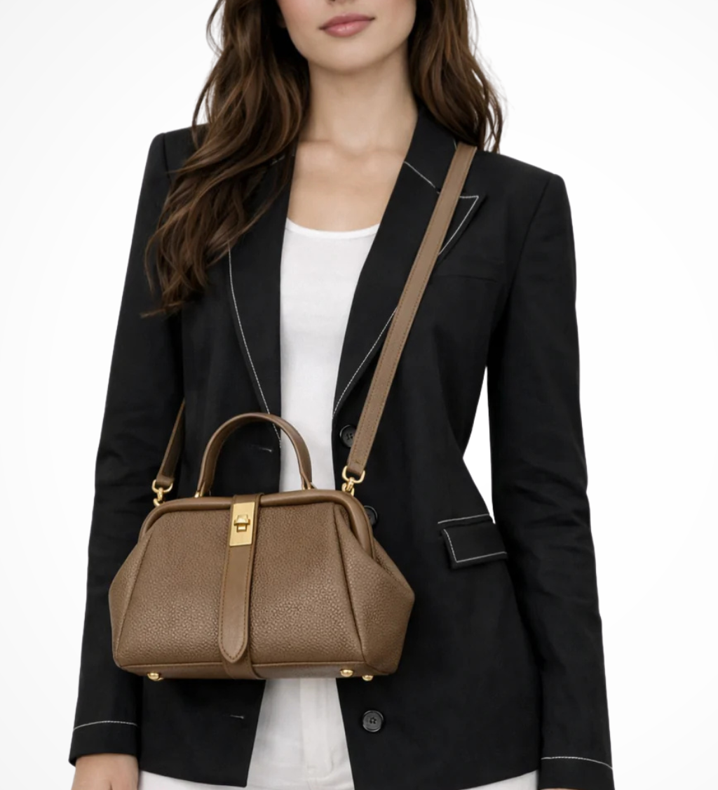Joanna | Bolso Cruzado Mini Estructurado para Mujer con Asa Superior y Cierre Dorado
