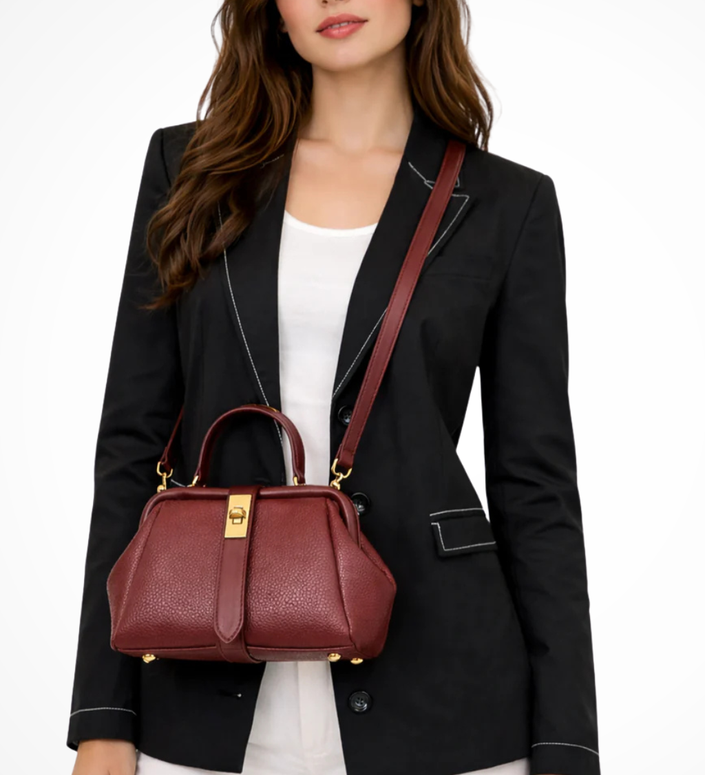 Joanna | Bolso Cruzado Mini Estructurado para Mujer con Asa Superior y Cierre Dorado