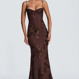 Anastasia | Vestido Maxi de Tirantes con Corsé Bordado de Flores para Mujeres
