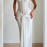 Evangeline | Corsé de Encaje Sin Tirantes para Mujeres Vestido Maxi para Bodas