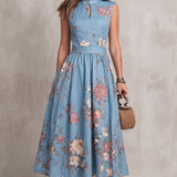 Noirelle | Vestido midi floreado sin mangas para señora