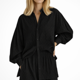 Darla | Conjunto de Verano de Camisa de Manga Larga Oversized y Pantalones Cortos a Juego para Mujeres