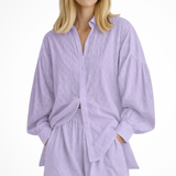 Darla | Conjunto de Verano de Camisa de Manga Larga Oversized y Pantalones Cortos a Juego para Mujeres