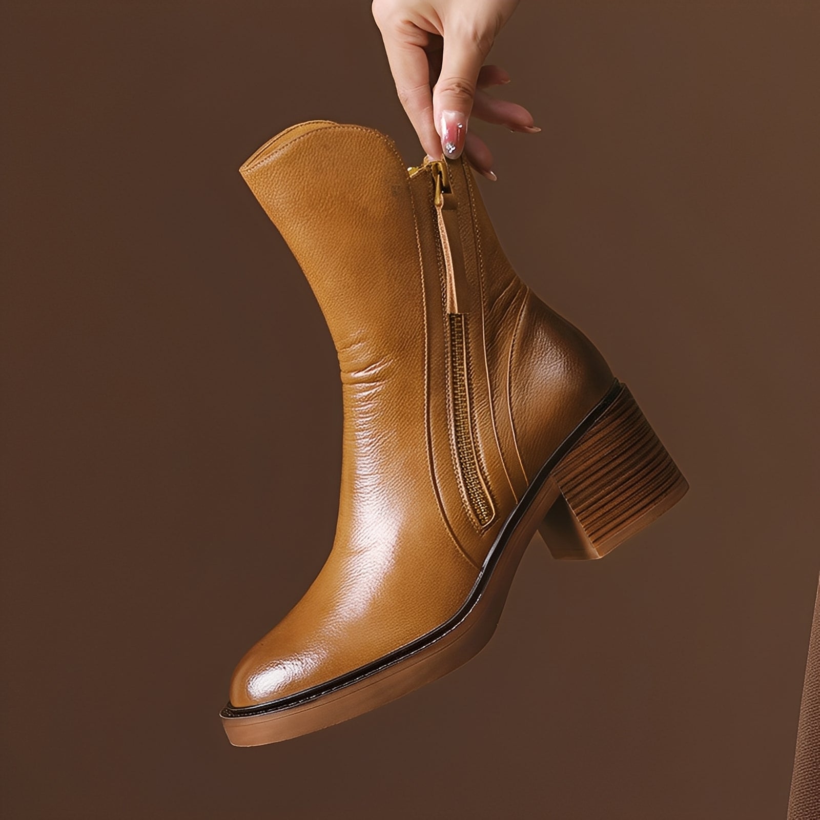 Pamella - Botas clássicas patinadas até ao tornozelo para mulher