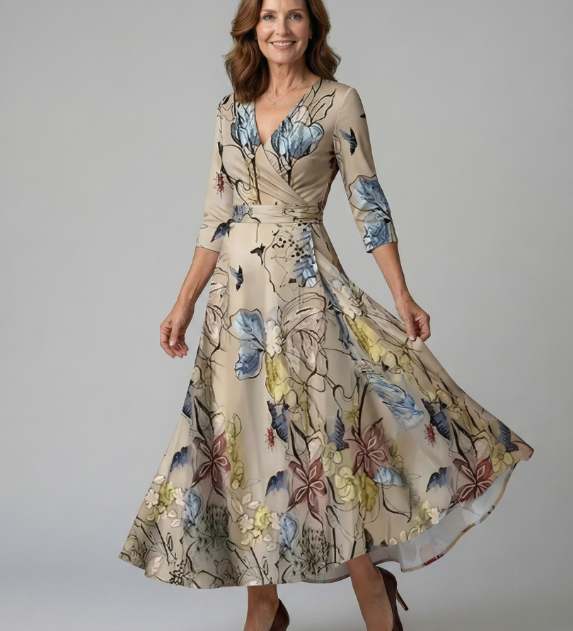 Andrea™ | Vestido Midi con Escote Cruzado
