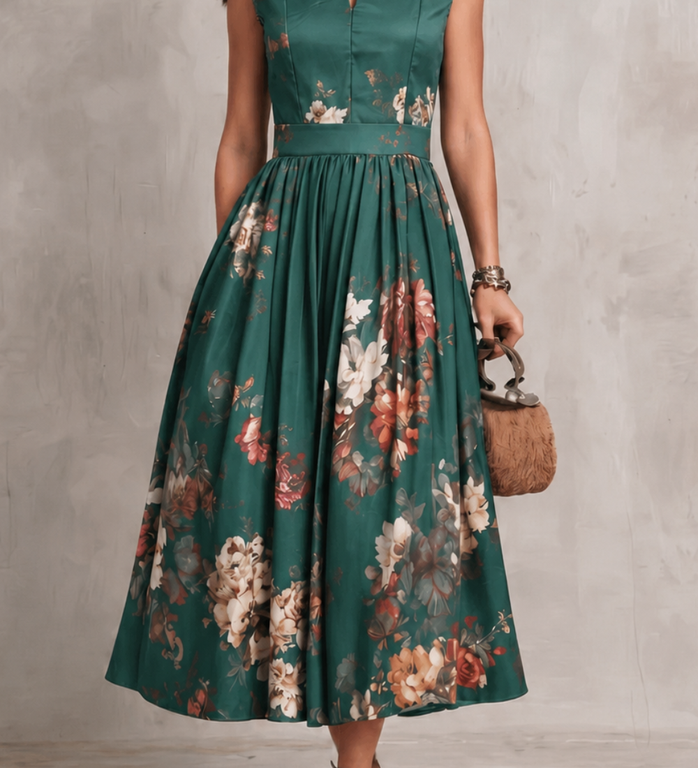 Noirelle | Vestido midi floreado sin mangas para señora