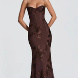 Anastasia | Camiseta de Corsé Bordado Floral para Mujeres, Vestido Maxi para Invitadas de Boda