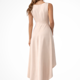Eliane | Vestido midi sin mangas para bodas con dobladillo asimétrico