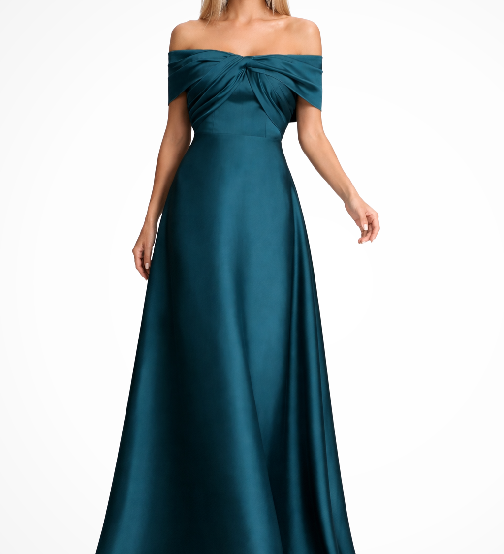 Cordelia | Vestido maxi de satén plisado sin mangas para invitadas de boda