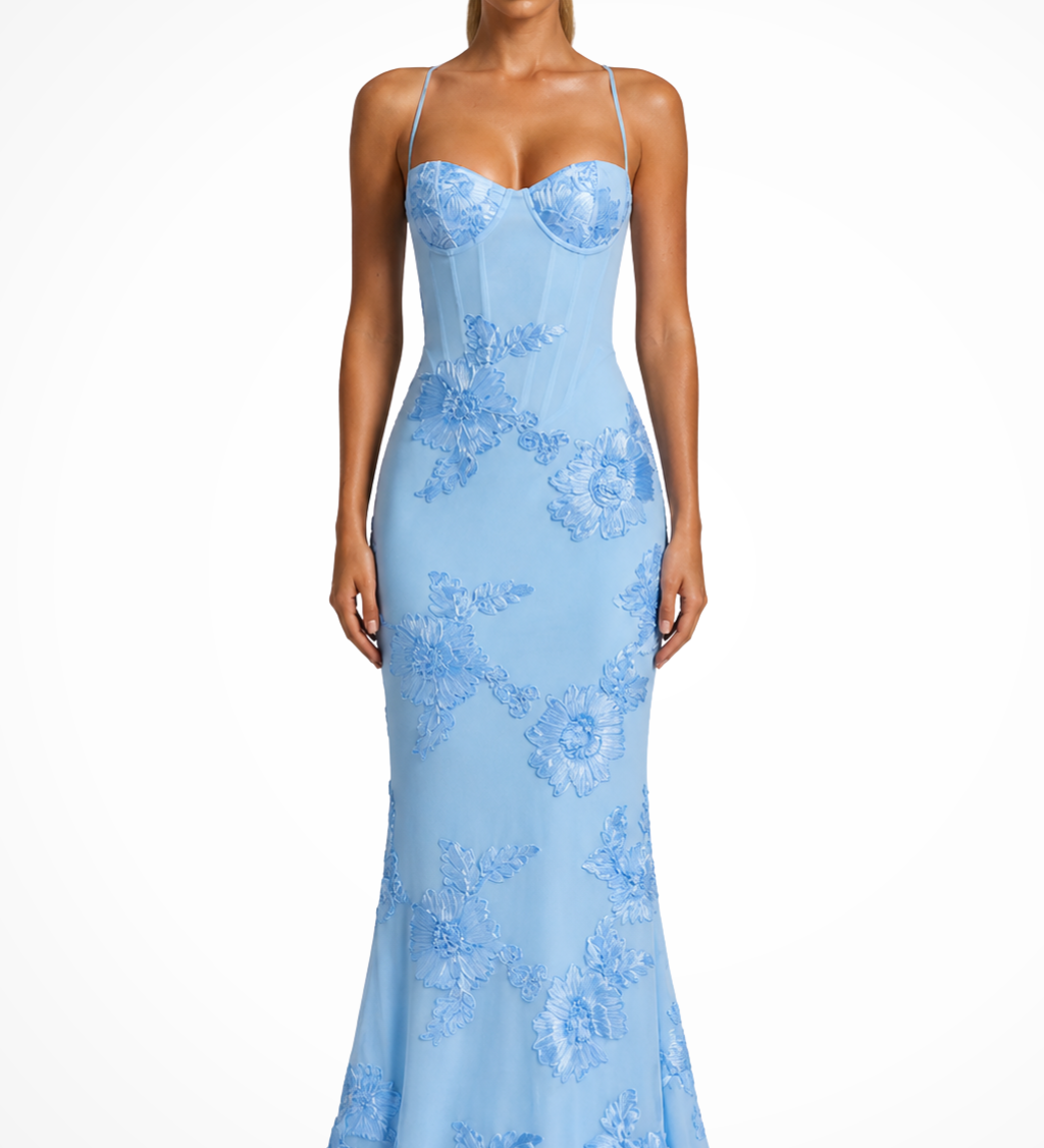 Anastasia | Corsé bordado de flores para mujer con tirantes, vestido maxi para bodas