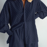 Darla | Conjunto de Verano de Camisa de Manga Larga Oversized y Pantalones Cortos a Juego para Mujeres