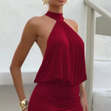 Sienna | Vestido mini sin espalda con cuello halter para mujer