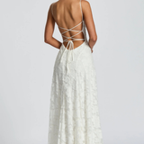 Persefone | Vestido maxi de flores de brocado para invitadas de boda