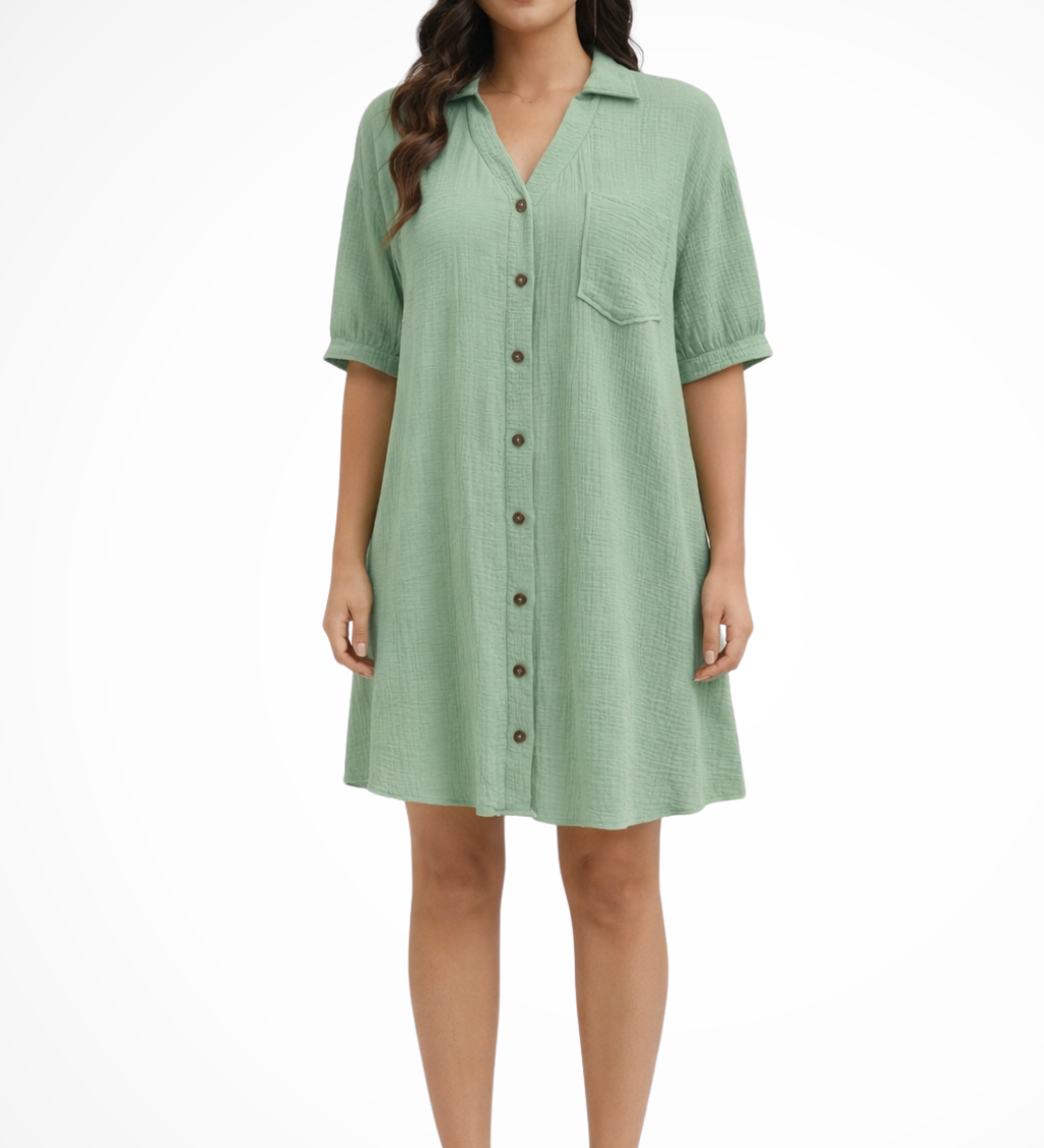 Rosalind | Vestido de camisa de manga corta para mujer