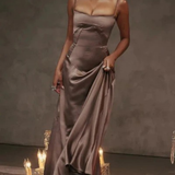 Lorenna | Vestido maxi de satén con corsé para invitadas de boda
