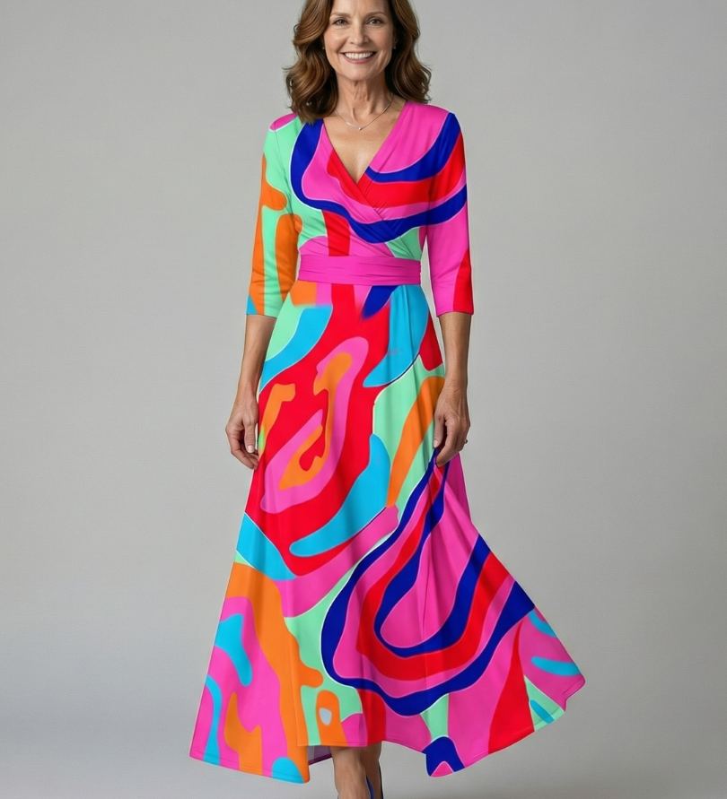 Andrea™ | Vestido Midi con Escote Cruzado
