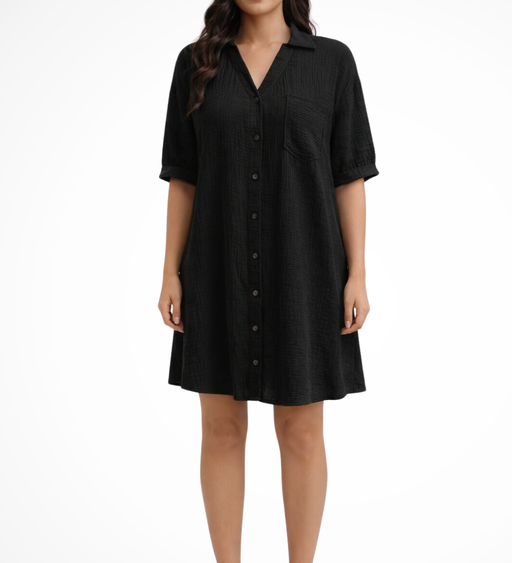 Rosalind | Vestido de camisa de manga corta para mujer
