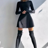 Romy | Vestido Mini Bodycon de Manga Larga con Ribete Ondulado para Mujer