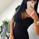 Niamh | Vestido Mini Bodycon de Punto Acanalado para Mujer con Botones