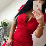 Niamh | Vestido Mini Bodycon de Punto Acanalado para Mujer con Botones