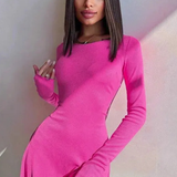 Romy | Vestido Mini Bodycon de Manga Larga con Ribete Ondulado para Mujer