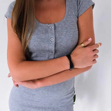 Niamh | Vestido Mini Bodycon de Punto Acanalado para Mujer con Botones