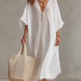 Vestido midi holgado con escote en V