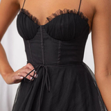 Florencia | Vestido midi de tul con corsé para invitadas de boda