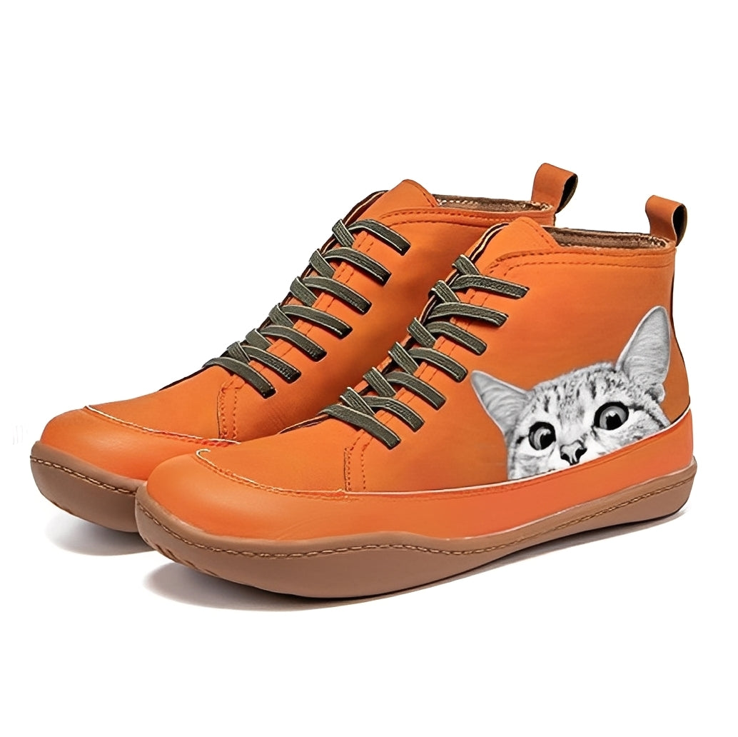 Caroline - Botas elegantes com motivo de gato para mulher