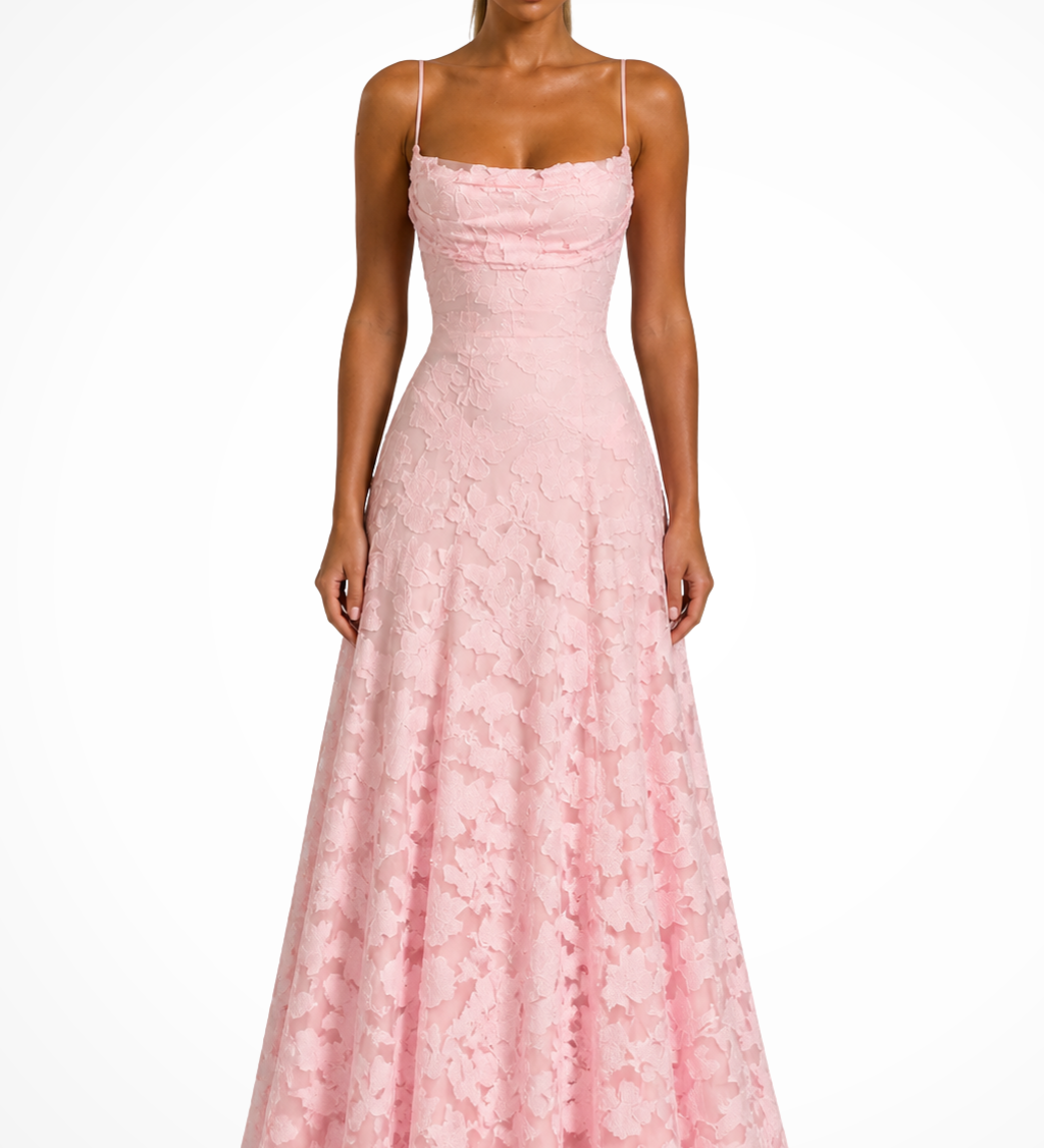 Persefone | Vestido maxi de invitada de boda de brocado floral para mujer