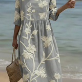 Ashley | Vestido midi con patrón vegetal y floral
