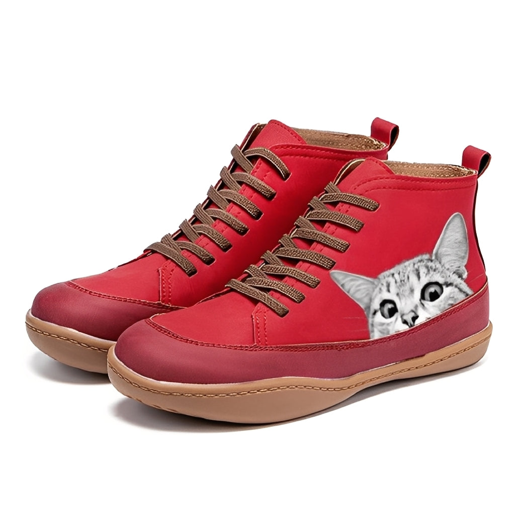 Caroline - Botas elegantes com motivo de gato para mulher