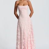 Persefone | Vestido maxi de invitada de boda de brocado floral para mujer