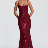 Anastasia | Camiseta de Corsé Bordado Floral para Mujeres, Vestido Maxi para Invitadas de Boda