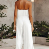 Lyra | Conjunto de Top Corto Bandeau Sin Mangas y Pantalones de Pierna Ancha de Cintura Alta para Mujer
