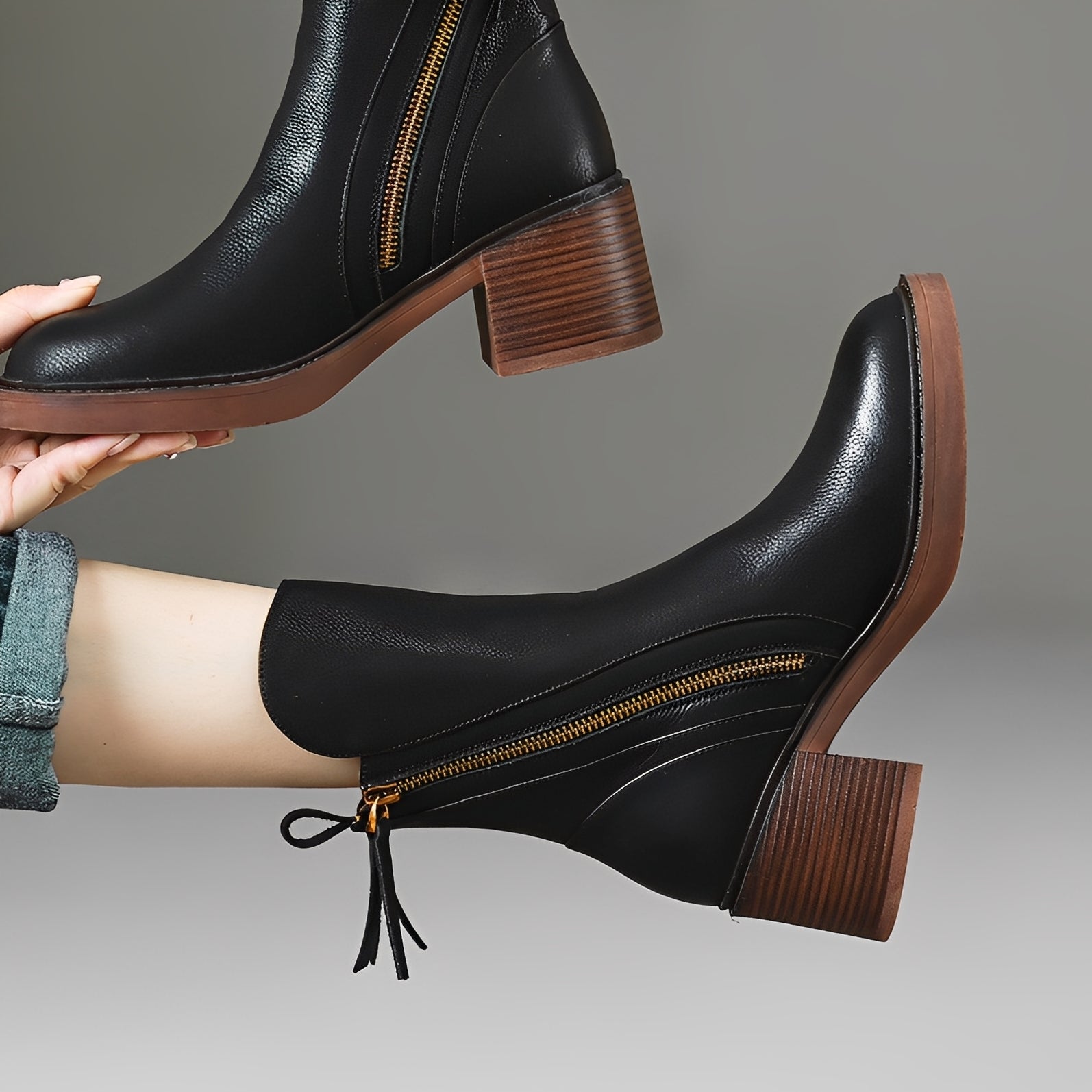 Connie - Elegantes botas com salto grosso para mulheres