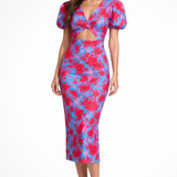Sophia | Vestido midi de verano con mangas abullonadas estampado para mujer
