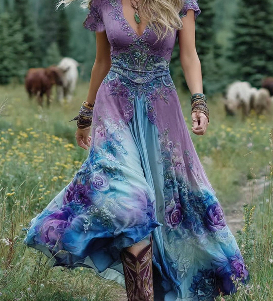 Mavis™ – Vestido maxi elegante con patrón floral