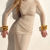 Auryn | Vestido Maxi de Invitada de Boda Bodycon con Manga Larga de Red para Mujer