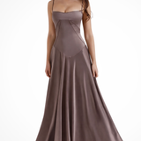 Lorenna | Vestido maxi de satén con corsé para invitadas de boda