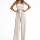 Lyra | Conjunto de Top Corto Bandeau Sin Mangas y Pantalones de Pierna Ancha de Cintura Alta para Mujer